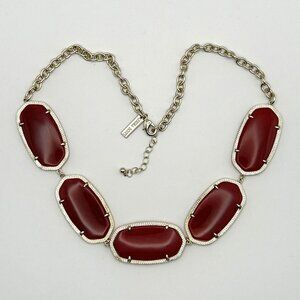 Kendra Scott Statement Necklace Fuchsia Pink Oval Stones Gold Tone Retired